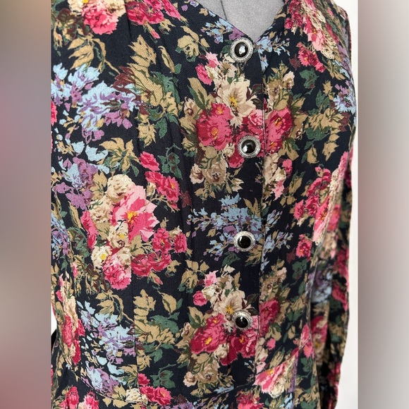 Vintage Victorian Floral Ankle Length Buttondown Dress - Picture 3 of 6